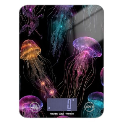Food Scale Kitchen Digital Scale Food Ounces and Grams Dieting Baking Cooking Waterproof Glass Panels LCD Display,4 Units Scale Tare Function Jellyfish Black - color: Jellyfish 16