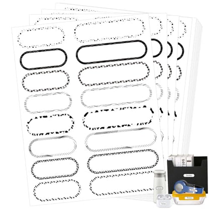 480PCS Waterproof Labels for Bottles, Self-Laminating Multipurpose Name Labels for Daycare School (Black & White) - style: Black & White
