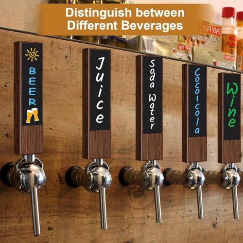 2PCS Beer Tap Handle - Wooden Walnut Chalkboard Keg Tap Handle, Bar Kegerator Tap Handles with 3 Pens, Draft Beer Faucet Handle for Beer Lovers