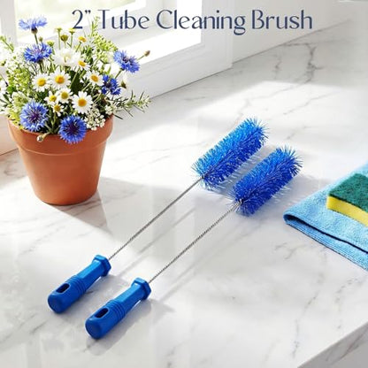 Baderke 2 Pieces Drain Brush Pipe Cleaning Tube Brushes 19.7 Inch Plastic Shower Pipe Flexible Cleaning Tool(Blue,19.7 x 2 Inch) - color: Blue, size: 19.7 x 2 Inch