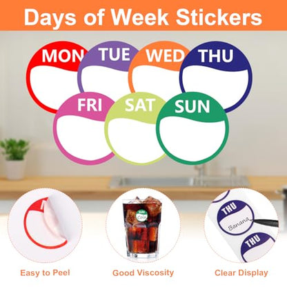 7000pcs Days of The Week Stickers Colored Dot Food Labels Removable Date Labels with Dispenser Box for Food Containers Restaurant Supplies