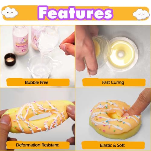 Taba Squishy Maker Kit Gel+Donut Silicone Mold+Pigment+Sprinkles - color: Donut