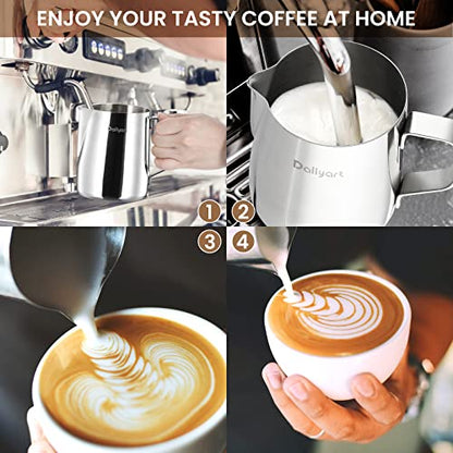 Milk Frother Cup - Dailyart 20oz/600ml milk frothing pitcher 304 Food Grade Stainless Steel Milk Steamer Cup, espresso machine accessories Barista Milk Pitcher Latte Art Tools for Home, Coffee Shops - size: 20 Ounces