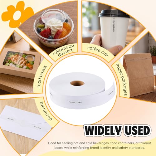 Fulmoon 500 Pack Ultra Clear Tamper Proof Stickers for Drink PP Material Evident Seals Stickers with 1.5" Center Labels 0.75" x 9" for Food Safety Packaging Sealing Delivery Supply