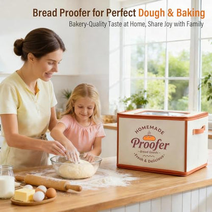 Foldable Bread Proofing Box, JOCXSPI 4-Sided Heating Dough Proofer for Sourdough Starter, 68–131°F Temp Control, 99H Timer, Metal Rack, Water Tray, Humidor for Pizza, Yogurt, Kombucha, Baking (Beige) - color: Beige