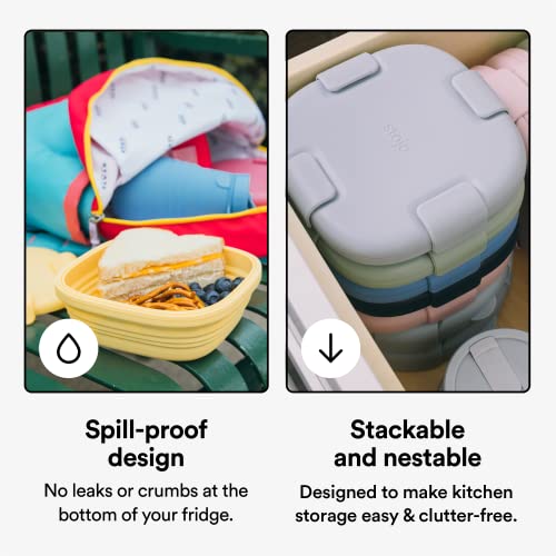 STOJO Collapsible Sandwich Box – 24oz, Reusable Food Storage Container, Silicone Bowl for Hot/Cold Food – Meal Prep, Lunch, Camping, Hiking – Dishwasher Safe (Mimosa, Set of 1) - color: Mimosa