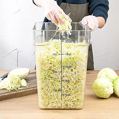 Restaurantware Met Lux 22 Quart Brine Buckets 10 Square Marinating Containers - With Volume Markers Built-In Handles Clear And Blue Plastic Dough Rising Buckets Freezer-Safe Lids Sold Separately - size: 22 Quarts, style: 10 Count