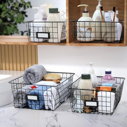 6 Pack Wire Baskets for Pantry Organization and Storage, Kitchen Organizer, 2 XXLarge & 2 XLarge & 2 Large - size: Large-6 Pack