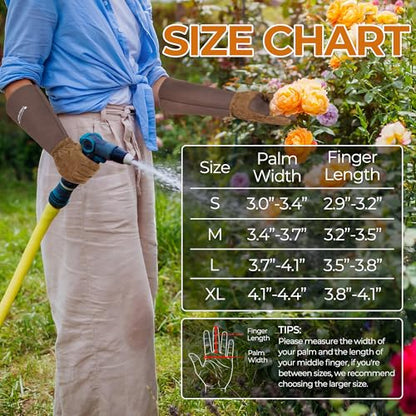 HANDLANDY Long Gardening Gloves for Men & Women, Pigskin Leather Rose Pruning Gloves- Breathable & Durable Gauntlet Glove (Large, Brown) - color: Brown, size: Large (Pack of 1)