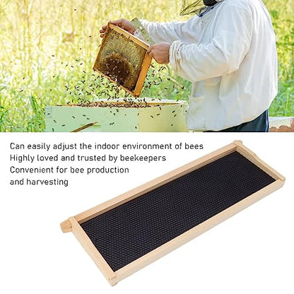 10 Set Beehive Frames with Beeswax Coated Foundation Sheets, Pine Wood Shallow Frames for Beekeeping Supplies