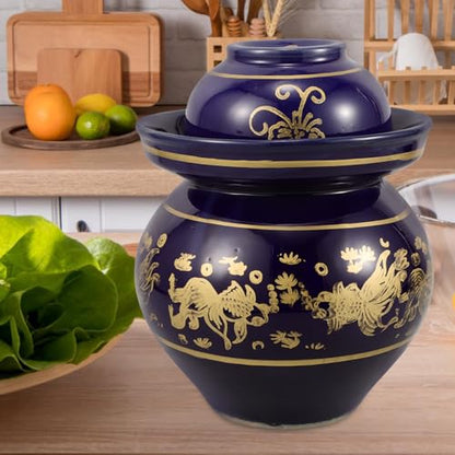 Abaodam Ceramic Pickling Jar with Lid 4lb Thickened Chinese Fermenting Crock Kitchen Vegetable Storage Jar for Kimchi Sauerkraut and Pickles Household Use