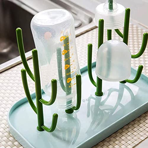 Bottle Drying Rack,Drying Rack for Kitchen Counter,Detachable Bottle Dryer Holder with Base.for Nipples,Cups,Pump Parts and Accessories(Green) - color: Green