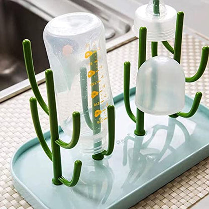 Bottle Drying Rack,Drying Rack for Kitchen Counter,Detachable Bottle Dryer Holder with Base.for Nipples,Cups,Pump Parts and Accessories(Green) - color: Green