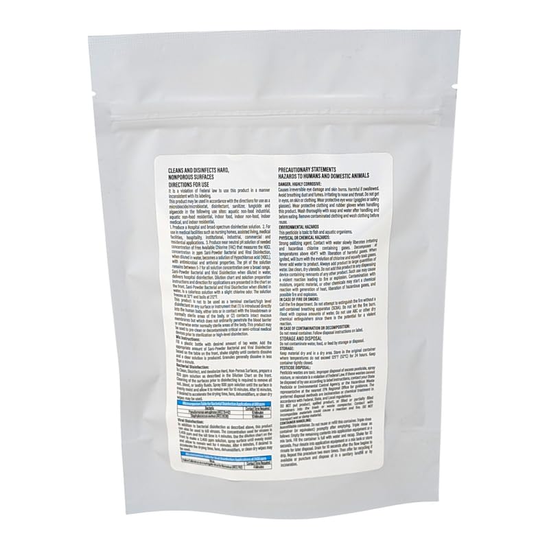 Sani-Powder HOCl Cleaning Powder – Fast-Dissolving Granules for Hard, Non-Porous Surfaces – Multi-Surface Cleaner, Easy-Mix Concentrate, Low Odor, No Residue – Quart Pouch (10 Packets) - size: 0.04 Ounce (Pack of 10)
