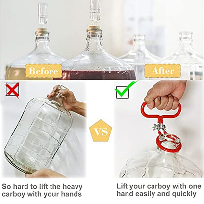 Carboy Handle, 2 Pack Carboy Carrying Handle Heavy Duty Carboy Holder for Smooth Neck 3 Gallon 5 Gallon 6 Gallon 6.5 Gallon Glass Carboys for Fermenter Wine Making Beer Brewing Home Brewing Equipment