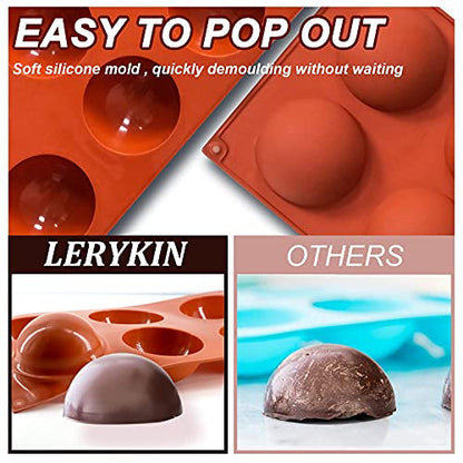 Lerykin 3 Pack Large 6-Cavity Semi Sphere Silicone Molds, Non-Stick Baking Mold for Making Standard Size Hot Chocolate Bomb, Cake, Jelly, Dome Mousse - color: 6 Large ( 3 Pack )