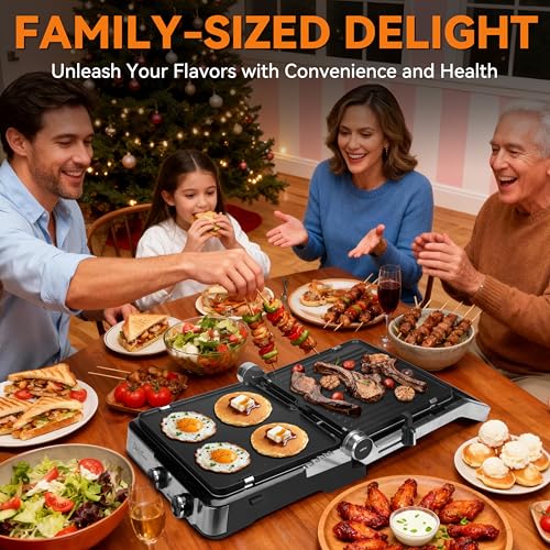 Baker's Friend 4-slice Panini Press Grill Cheese Sandwich Maker, Electric Grill Indoor with Temperature Setting, Opens 180 Degrees, Dual Non-stick Surfaces, 4-circle Silicone Mold, Reversible Plates - color: Silver