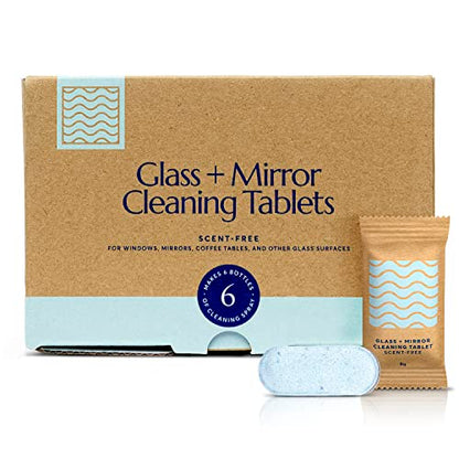 CLEANOMIC Glass and Mirror Cleaning Tablets (6 Pack) - All-Purpose Multi-Surface Household Cleaner Tablets (Scent-Free) - size: 6 Count (Pack of 1)