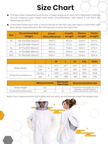 Professional Bee Suit for Men & Women Sting Proof, Round Veil Beekeeping Suits with Glove, Vented Beekeeper Suit for Backyard, Adult Bee Suits for Apiarist Work(XL fit 5'7''-5'11'')