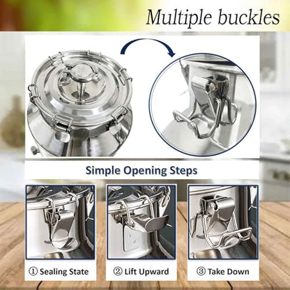 35L Stainless Steel Fermenter Tank with Faucet & Exhaust Valve 304 Food-Grade Fermentation & Storage Container for Wine, Beer, Sauerkraut