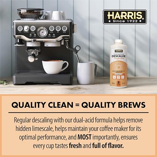 HARRIS Coffee Machine Descaler Descaling Solution, 32 fl oz (2 Pack, 8 Uses Each), Compatible with Keurig, Nespresso, Breville, DeLonghi, Jura & Ninja Coffee and Espresso Makers - size: 32 Fl Oz (Pack of 2)