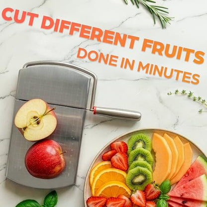 Stainless Steel Cheese Slicer for Block Cheese with Blade & Locking Design - Multipurpose Manual Cheese Cutter Board 9.92 x 8.27 x 1.18 in for Slicing Butter, Vegetables, Fruits, Snacks & Deli Foods