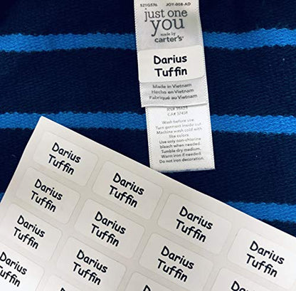 60 Waterproof Name Stickers - No-Iron, Just Stick Name Labels in Clothing or on Property