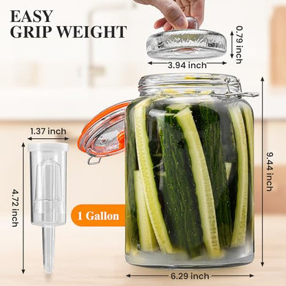 1 Gal Fermentation Kit, Jars, Weights & Airlocks, 2 Pack | Perfect for Sauerkraut, Kimchi, Kombucha and Pickles - size: 1 Gallon