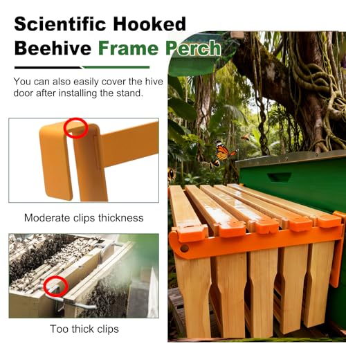 Bee Hive Stand, 4 Pcs Bee Frame Holder, Yellow Stainless Steel Beehive Frame Perch, Beehive Inspection Bracket, Beekeeping Supplies for Honey Harvesting & Inspection, Bee Hives Boxes Starter Kit - color: YellowA-4pcs