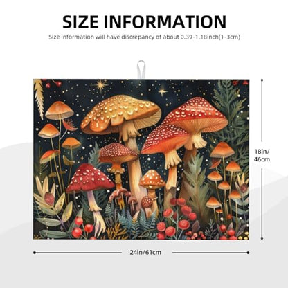 접시 건조 매트 버섯 숲 빈티지 주방 카운터용 흡수성 45.7 x 61cm(18 x 24인치) 극세사 접시 접시 유리 건조 배수 패드 양면 세탁 가능 - color: A0132, size: 18" x 24"