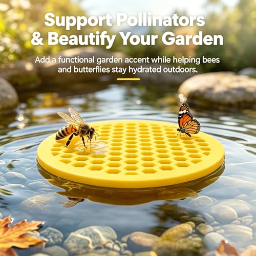 4PCS Bee Watering Station for Garden, floating bee water feeder made of durable EVA foam. Provides safe landing and hydration for bees & butterflies in bird baths, ponds, patios, and outdoor gardens - color: 4pcs Yellow