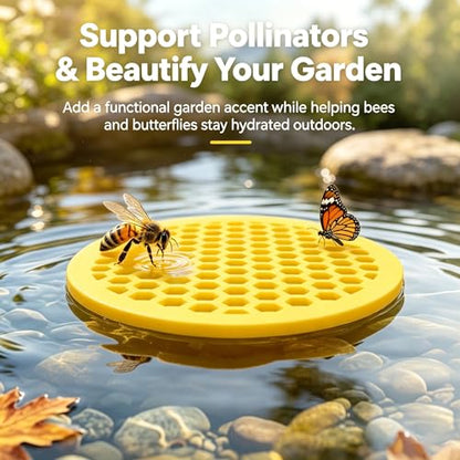 4PCS Bee Watering Station for Garden, floating bee water feeder made of durable EVA foam. Provides safe landing and hydration for bees & butterflies in bird baths, ponds, patios, and outdoor gardens - color: 4pcs Yellow