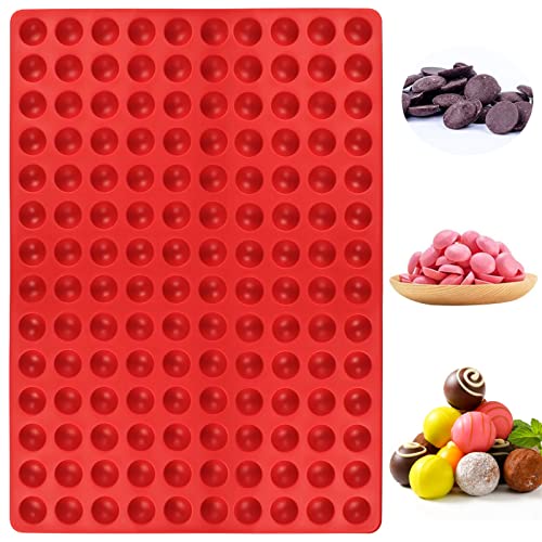 Palksky 140-Cavity Small Round Silicone Mold/Semicircle Chocolate Drops Mold/Dog Treats Pan/Semi Sphere Gummy Candy Molds for Ganache Jelly Caramels Cookies Pet Treats Baking Mold - color: 1PCS 140-Cavity