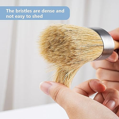 Mister Rui Chalk Paint Brushes, 3 Pack Wax Brush Set, Round Paint Brush Use with All Paints, Natural Bristle Brush for Painting, Stencils, Waxing, Home Decor, DIY Art Crafts - size: 1.2"1.9"2.4"
