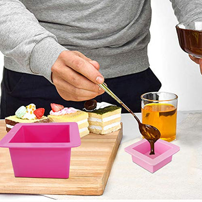 3 Pcs Non-Stick Square Baking Silicone Molds, Quick Release Bread Pan Bakeware Tray for Cheese Cake Tier Cake Handmade Toast Mold Bread Mould Soap Mold - Rose Red, Pink