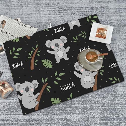 Cute Koala and Leaf Dish Drying Mat for Kitchen Counter Microfiber Absorbent Reusable Washable 18x24in - color: Cute Koala And Leaf