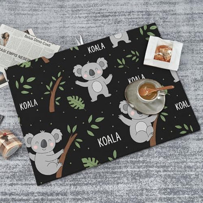 Cute Koala and Leaf Dish Drying Mat for Kitchen Counter Microfiber Absorbent Reusable Washable 18x24in - color: Cute Koala And Leaf