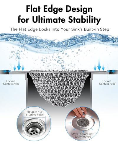 Sink Strainer with Stopper, Wokdada Revolutionary Clog-Free Food Catcher for Garbage Disposal - color: Gray Silver