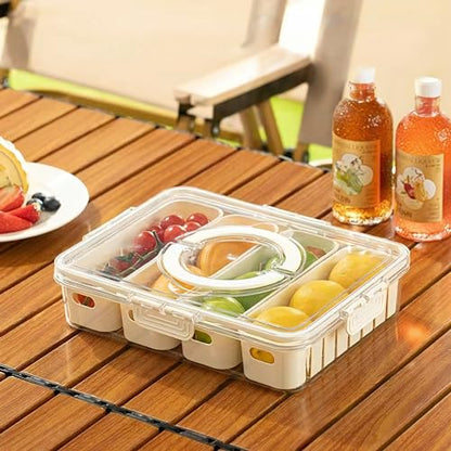 Divided Snackle Box with Lids Stackable Food Serving Tray for Fruit&Veggie Plastic Fridge Storage Container for Pantry Freezer Clear Snack Box for Meal Prep Candy Nuts Spice - size: 1Pack with 4 dividers