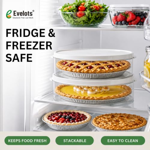 Evelots 4-Pack 10-Inch Airtight Food Storage Container with Lid - Portable Carrier for Pies, Cakes, Cupcakes & More - BPA-Free Clear Plastic - Secure & Easy Transport - size: 4-Pack, style: Pie Container