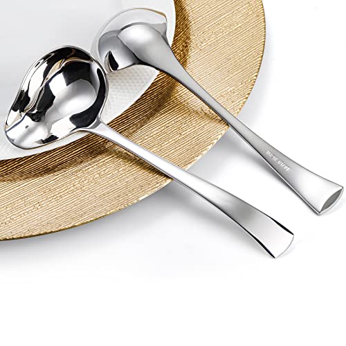 Yarlung Set of 2 Gravy Spoon Small Ladle 7 Inch Sauce Drizzle Spoon with Spout, 18/10 Stainless Steel Mini Soup Ladle Kitchen Utensils Table Serving