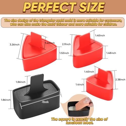 Onigiri Mold, Musubi Press, 4 Pack Triangle Onigiri Rice Ball Mold Musubi Maker, Sushi Making Kit for Beginners