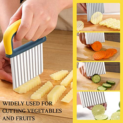 YGDZ Wavy Crinkle Cutter, Stainless Steel Wavy Knife Crinkle Cutting Tool Chopper Cutter for Veggies, Two Pack