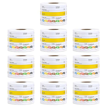 Restaurant Quality Shelf Life Food Rotation Labels Vinyl, 2” x 3” Self-Adhesive Removable Freezer Food Labels, Perfect for Reusable Containers, Easy to Remove, Food Safety Date Sticker (10 PCS) - style: 10 PCS