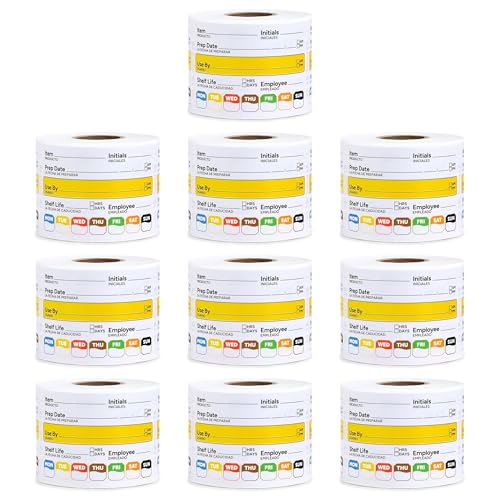 Restaurant Quality Shelf Life Food Rotation Labels Vinyl, 2” x 3” Self-Adhesive Removable Freezer Food Labels, Perfect for Reusable Containers, Easy to Remove, Food Safety Date Sticker (10 PCS) - style: 10 PCS