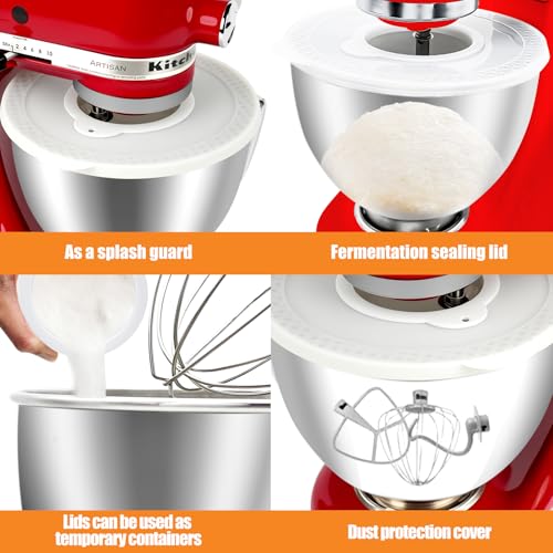 Silicone Mixers Bowl Cover Compatible with KitchenAid 4.5-5 Quart Tilt-Head Stand Mixers Bowl (White) - color: White