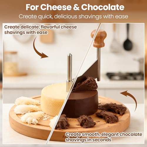 Tête de Moine Cheese Curler Shaver, Professional Stainless Steel Rotary | Wood Base Rotary Shaver for Rose-Shaped Cheese Curls, Chocolate, and Charcuterie Boards, Ideal for Gifting