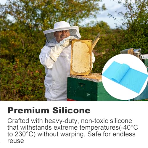 Silicone Beeswax Foundation Press Mold, 5.4mm Honeycomb 2 Sheets Non-Stick Reusable for Beekeeping and Candle Making Supplies - color: Blue