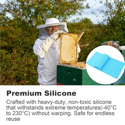 Silicone Beeswax Foundation Press Mold, 5.4mm Honeycomb 2 Sheets Non-Stick Reusable for Beekeeping and Candle Making Supplies - color: Blue