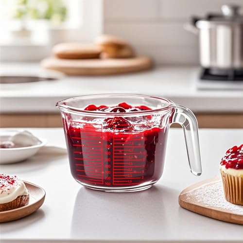Measuring Cup 4 Cup/1000ML Glass liquid Measuring Cups with Lids | High Borosilicate Liquid Measuring Cups, Dishwasher Freezer and Microwave Safe,Sealable & Food Mixing Use